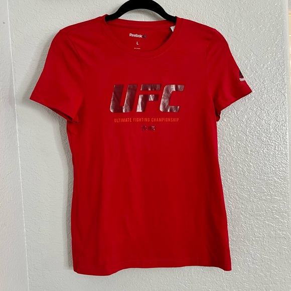 Womens Red UFC T shirt by Reebok - Picture 3 of 10